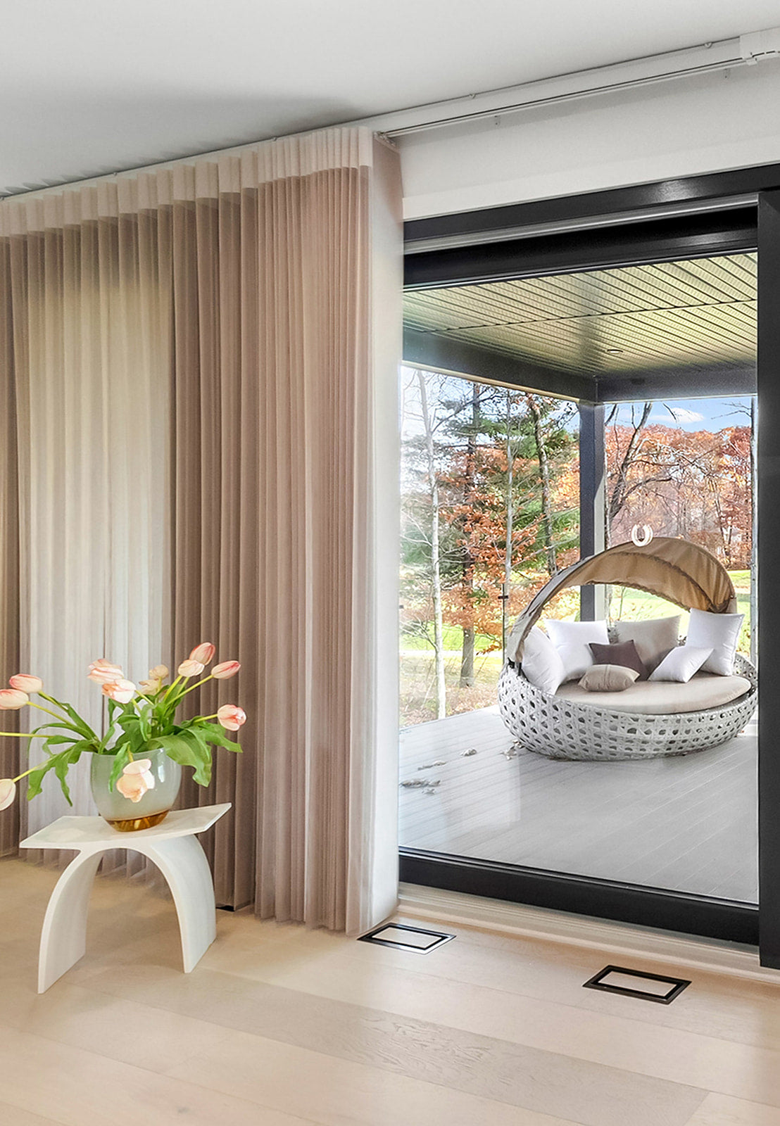 Light Brown 50% Blackout Smart Sheer Vertical Shades Privacy Sheers