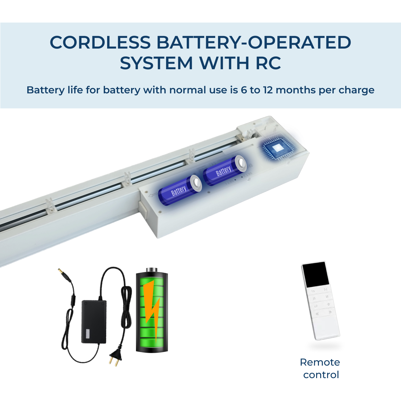 cordless battery operared system with RC