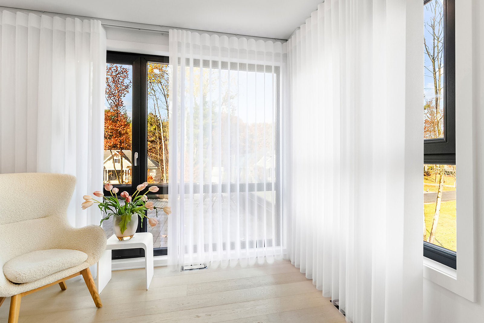 White 50% Blackout Premium Light Filtering Fabric Shades Vertical Curtains