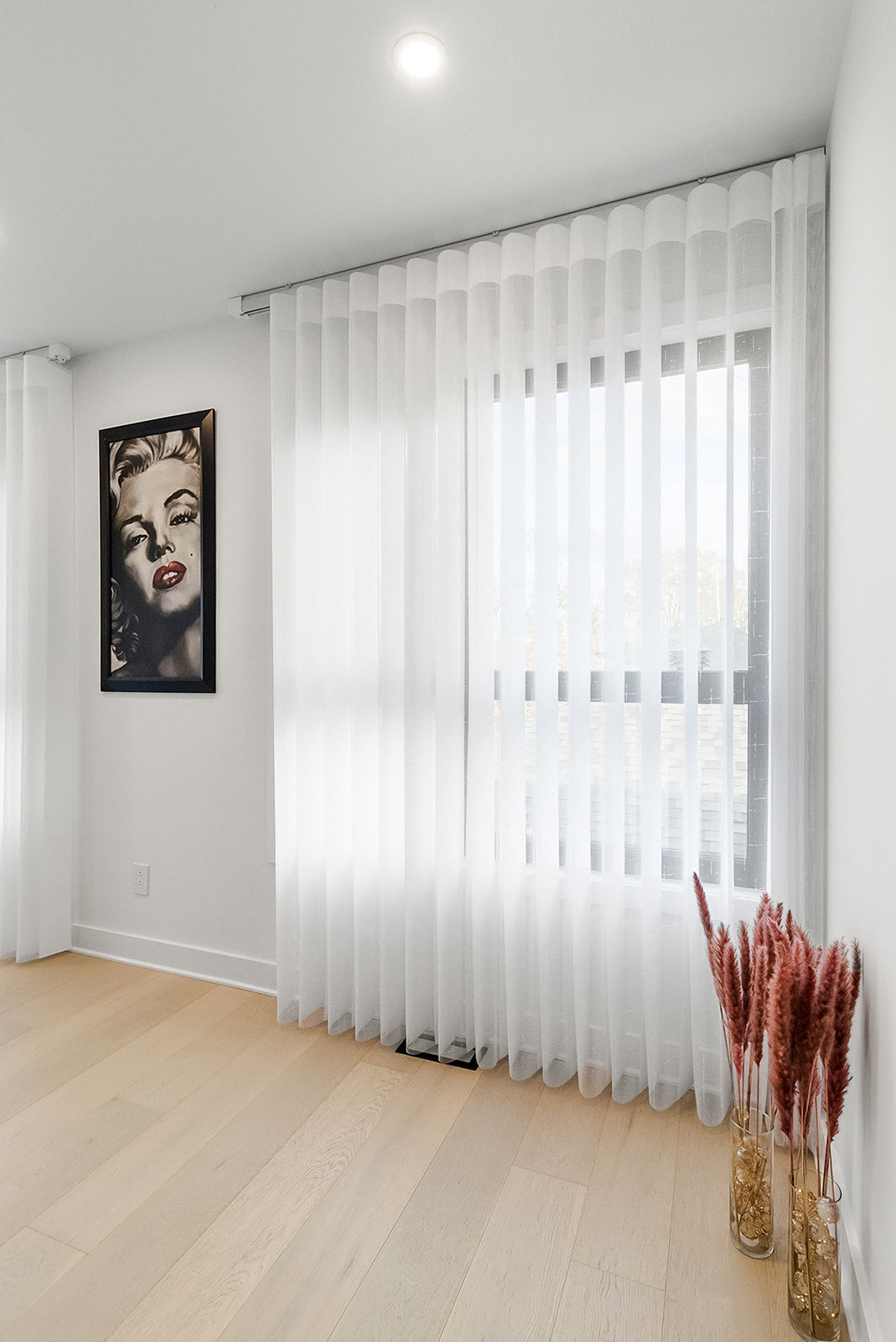 Voile Vogue Collection White 50% Blackout Sheer Vertical Curtains