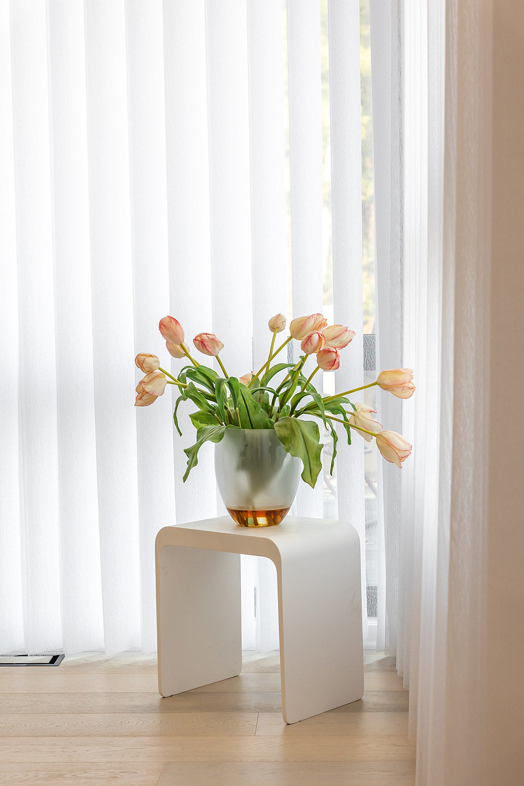 White 50% Blackout Custom Vertical Sheer Shades Smart Curtains