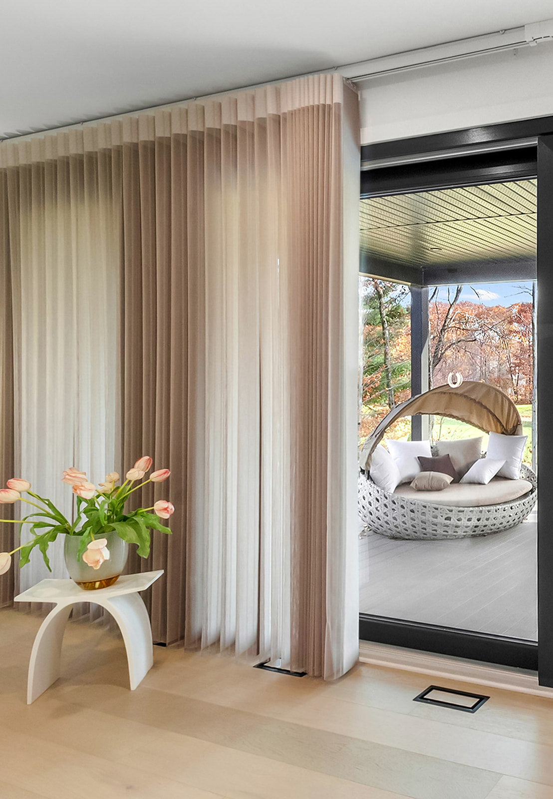 Light Brown 50% Blackout Smart Sheer Vertical Shades Privacy Sheers