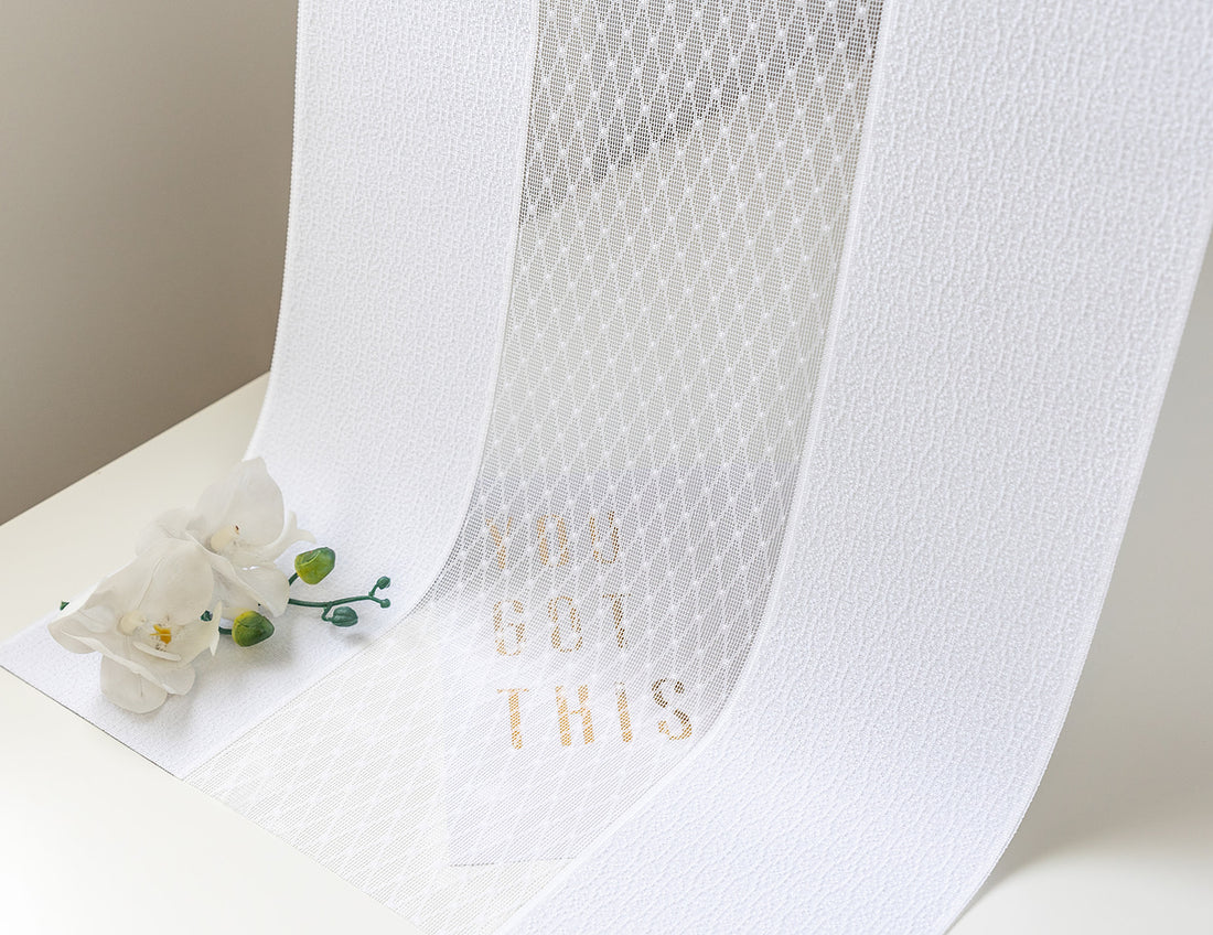 Swatch of Crepe Couture style, white color, 100% Blackout