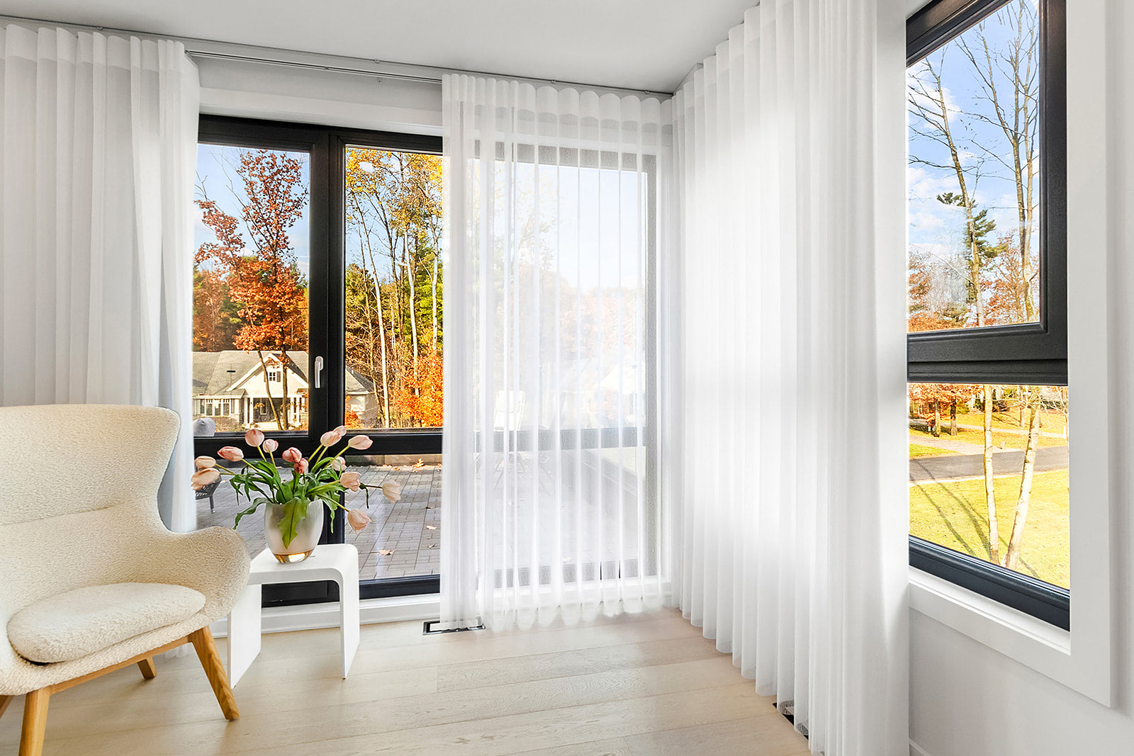 White 50% Blackout Premium Light Filtering Fabric Shades Vertical Curtains