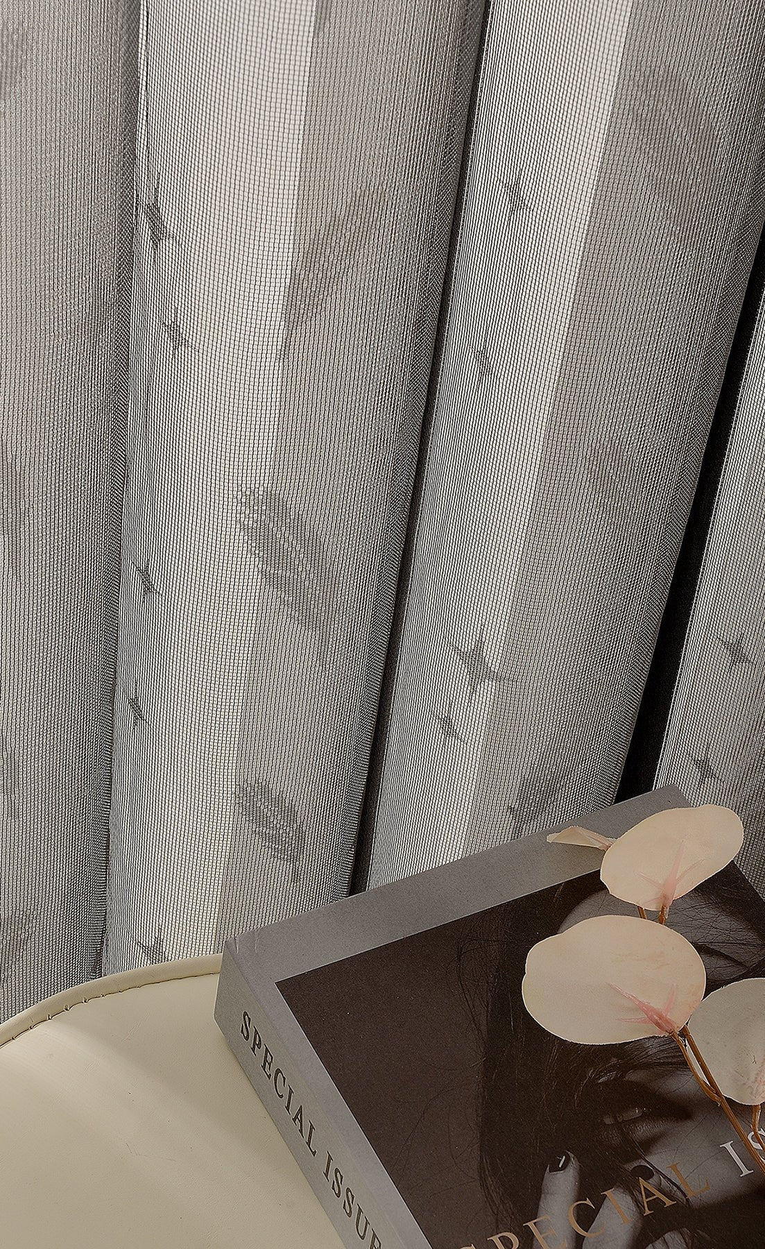 Soft Vertical Sheer Curtains with Integrated Light Filtering - Novelle Pattern Collection 50% Blackout - Dreamlike Curtains